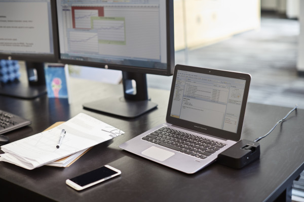 A HP EliteBook 1020 G1 Special Edition with a HP 2013 UltraSlim Docking Station.